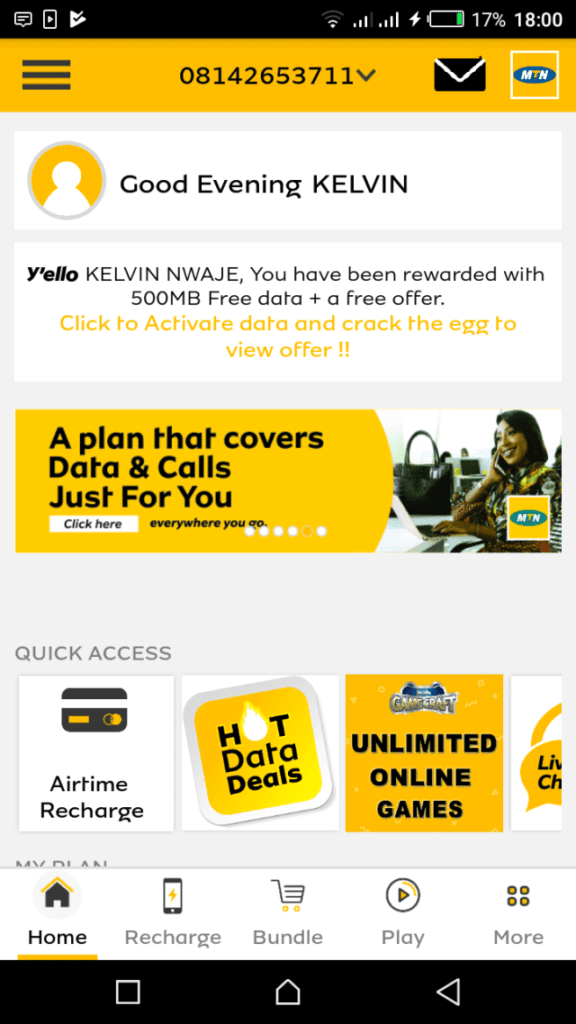 Mtn free 500MB