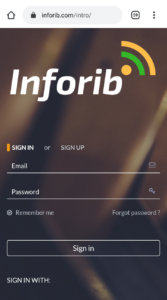 Inforib Revenue Program sigin page