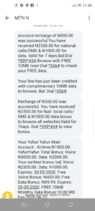 mtn free data of yafun yafun plan