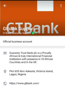 gtbank WhatsApp number