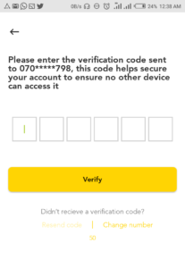 Baxi mobile app Sms verification 