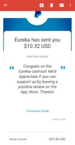 Eureka PayPal withdrawal 