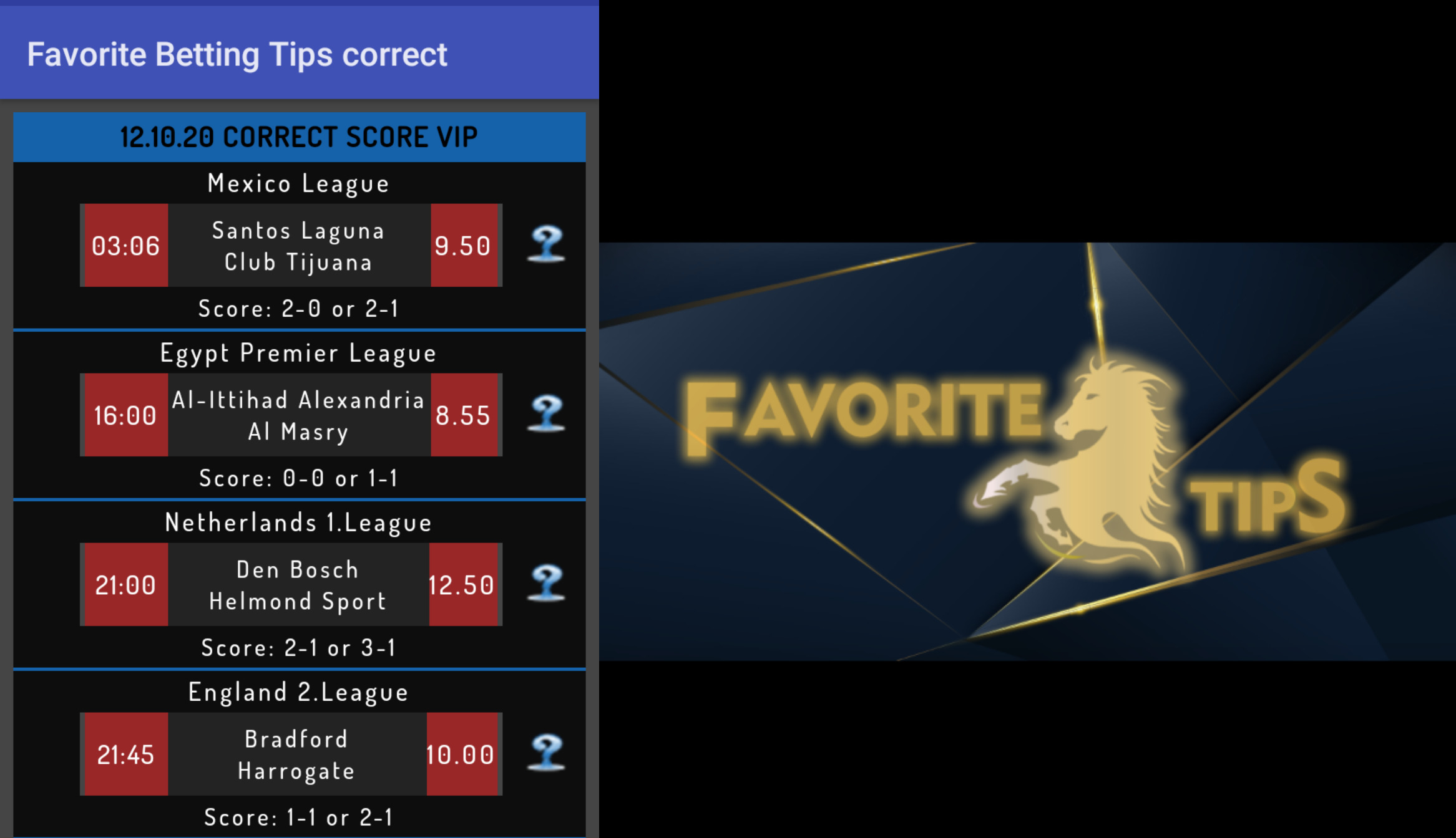Favorite Betting Correct Score tips