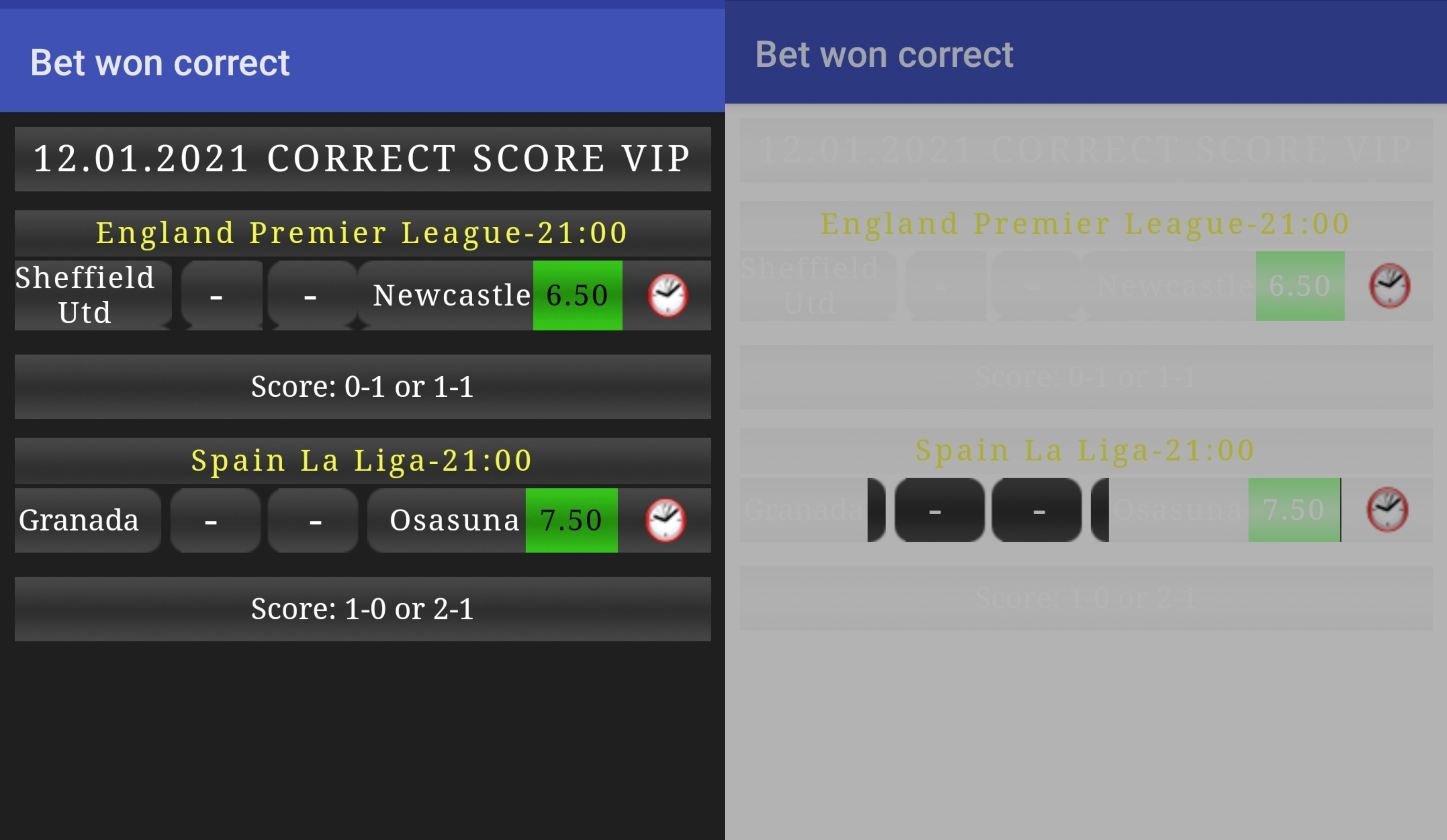 Bet Won Correct Score
