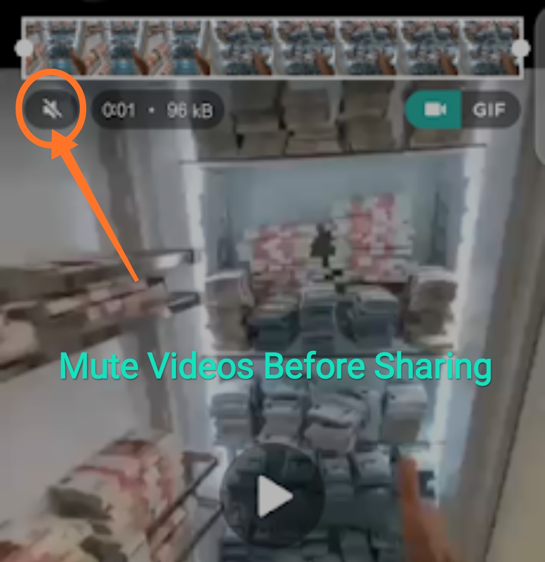 Mute videos before sharing on WhatsApp