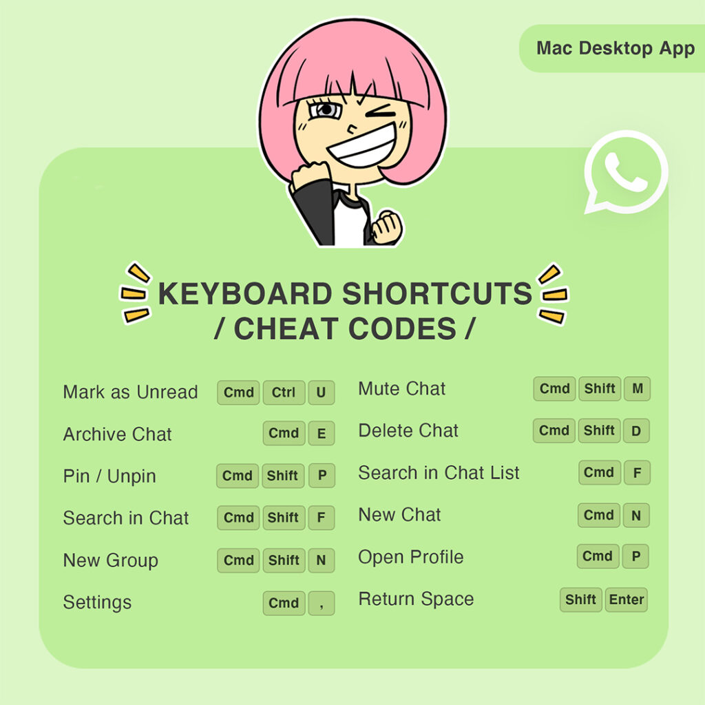 Mac desktop app WhatsApp cheat codes