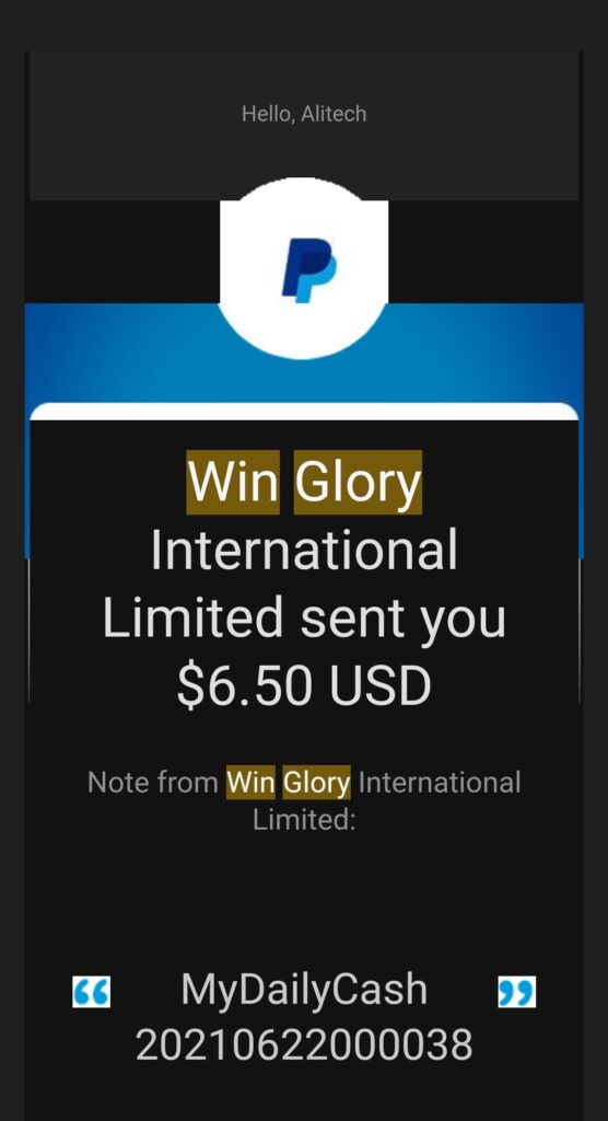 My Daily Cash withdrawal