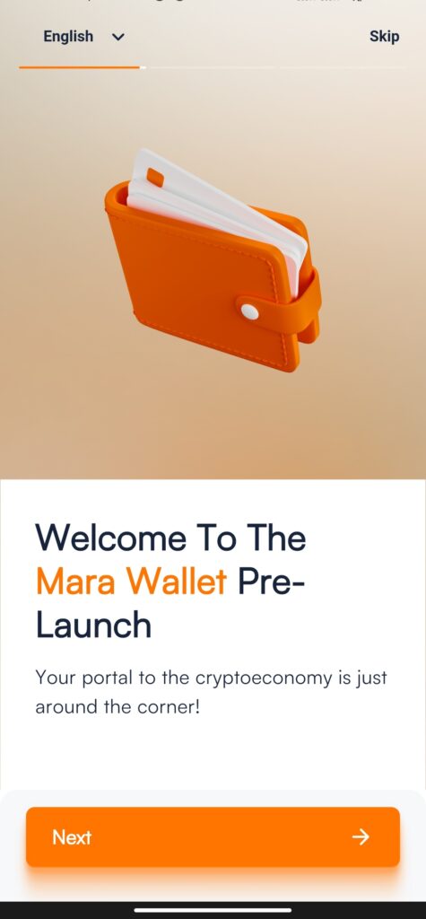 mara wallet welcome message