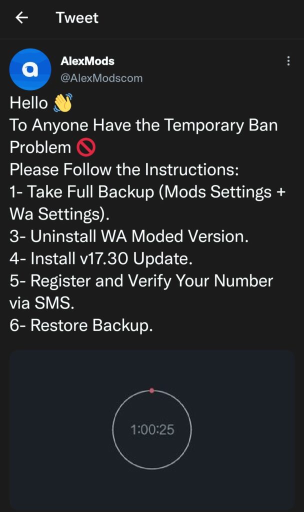 WhatsApp ban issue
