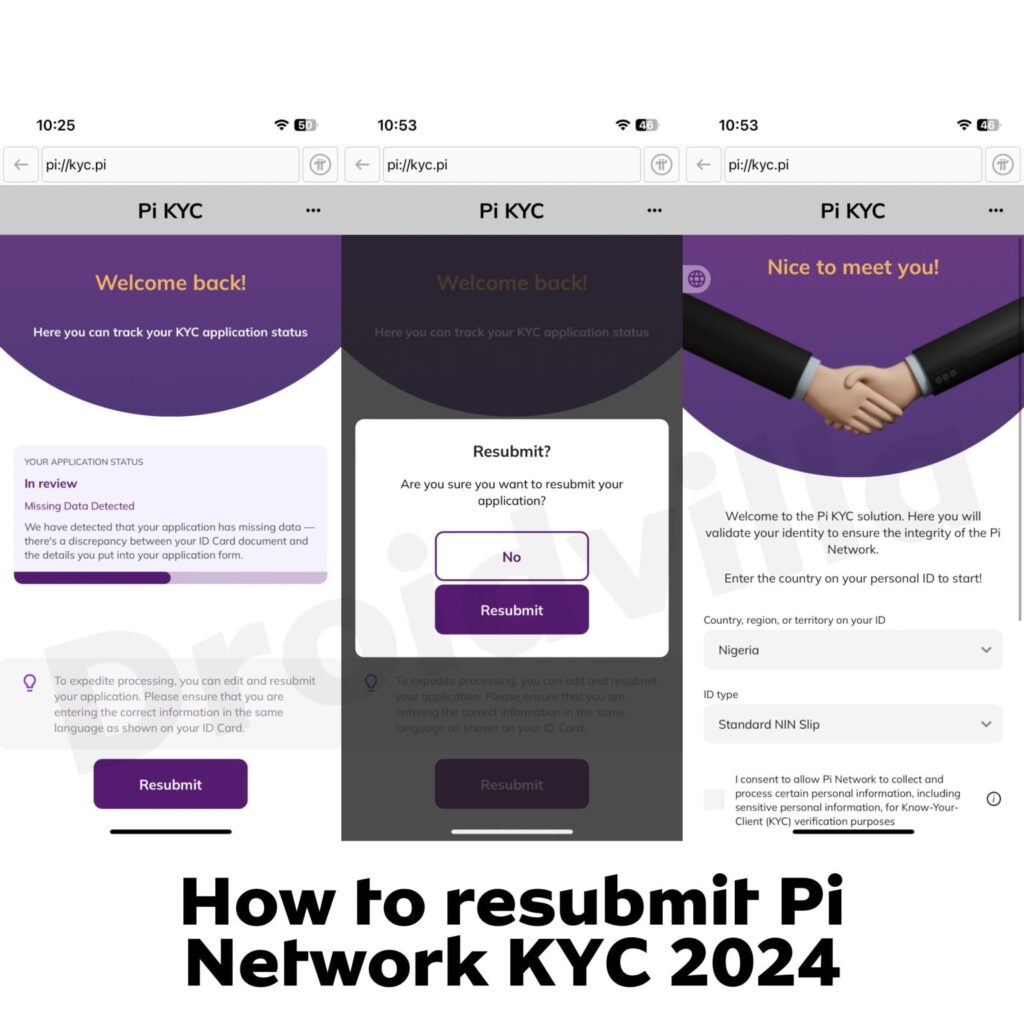 How do I resubmit KYC on Pi?