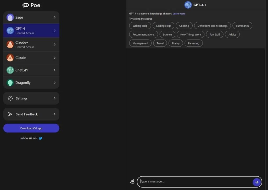 POE Free ChatGPT Alternative