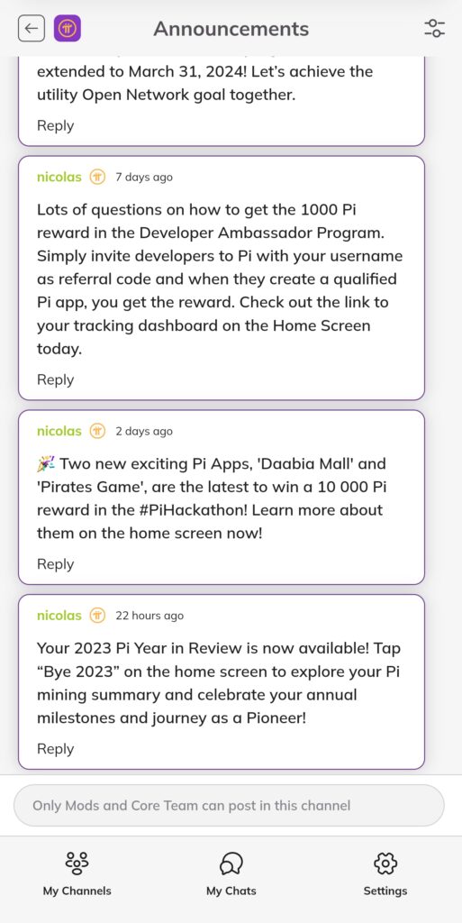 Other Announcements Provided On Pi In 2024