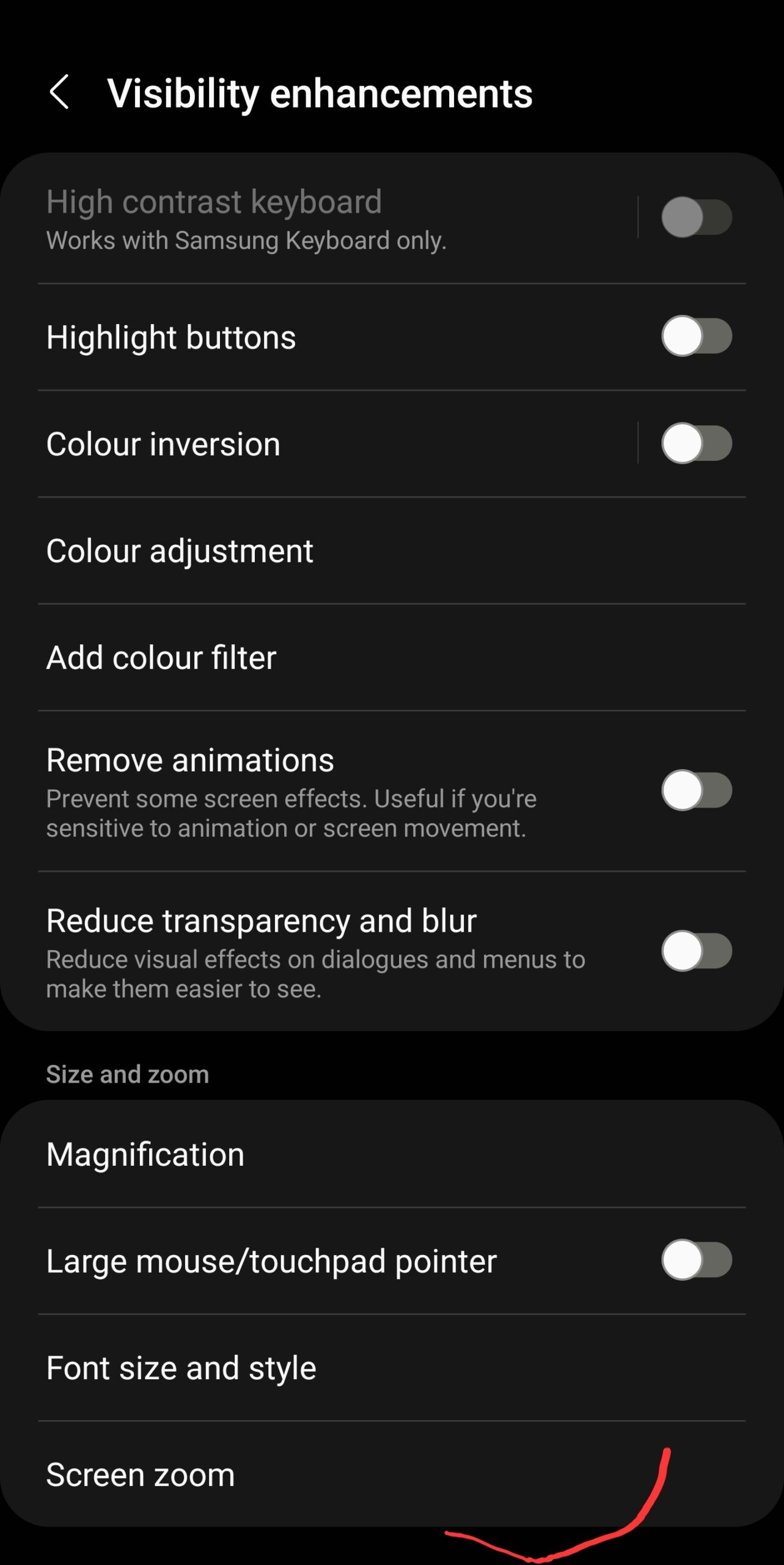 Change Samsung phone font size  