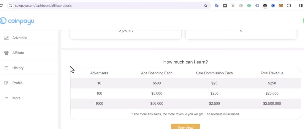 Earn Upto $2.5 Million Through Affiliate On Coinpayu